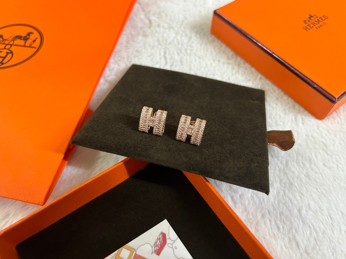 H STUD EARRINGS WITH DIAMONDS