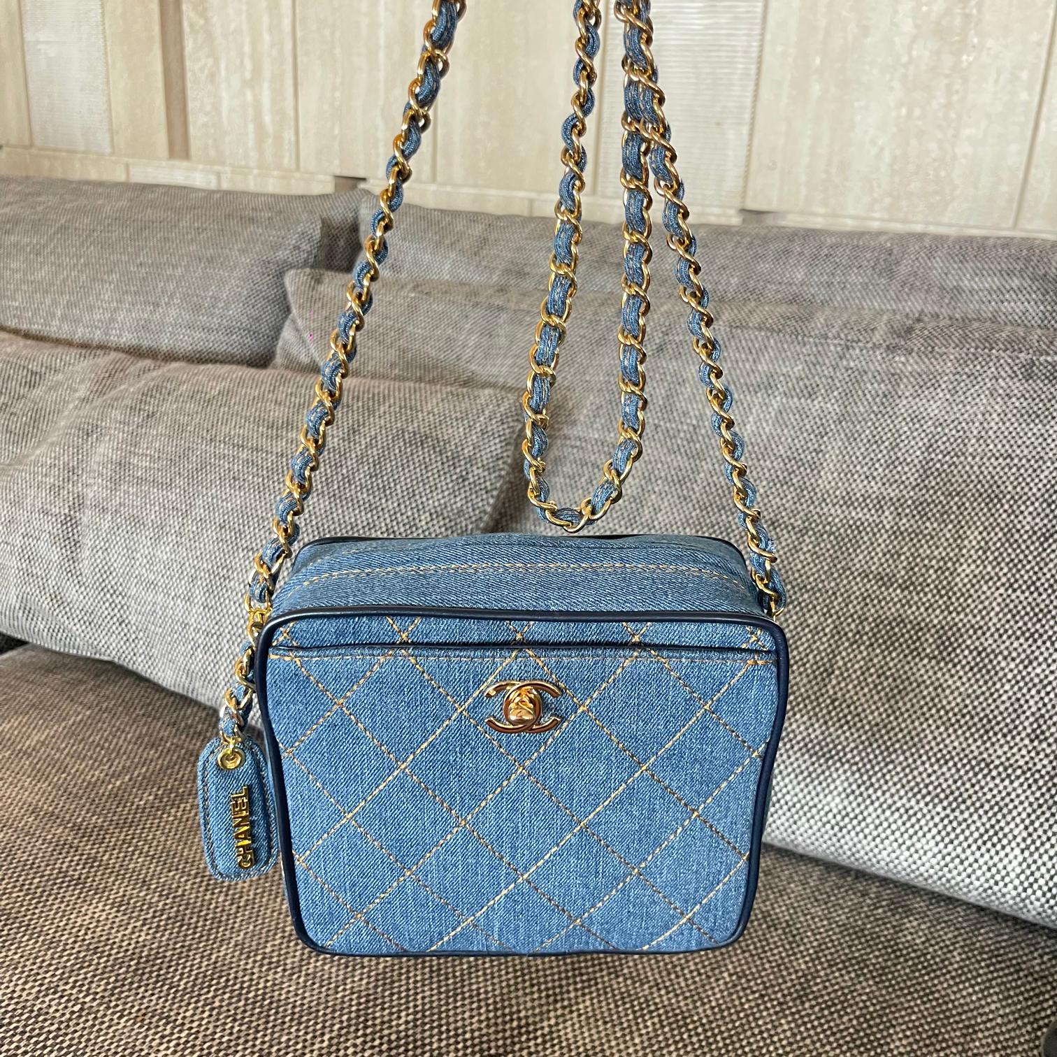 Chanel 2026 Camera Bag 17.5cm Blue Denim Leather