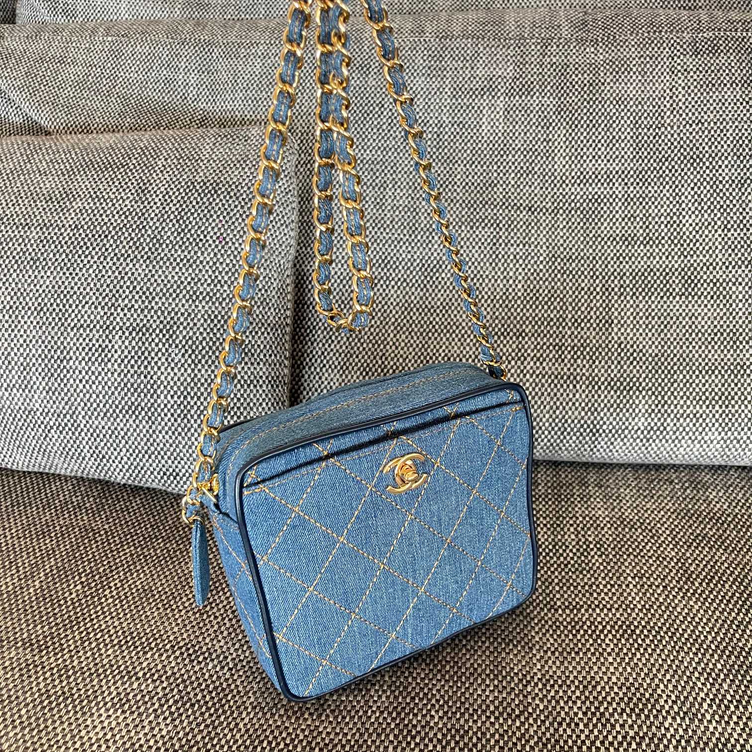 Chanel 2026 Camera Bag 17.5cm Blue Denim Leather
