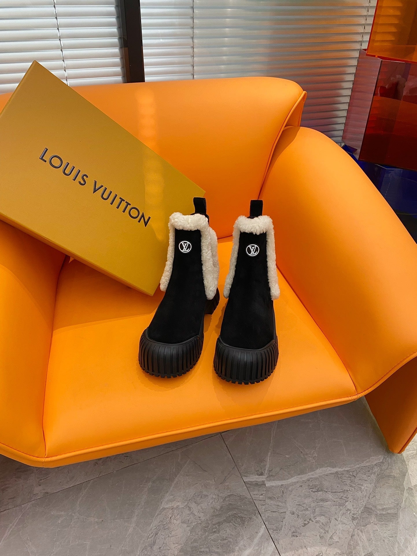 LV Ruby Flat Ankle Boot 55mm Black Suede