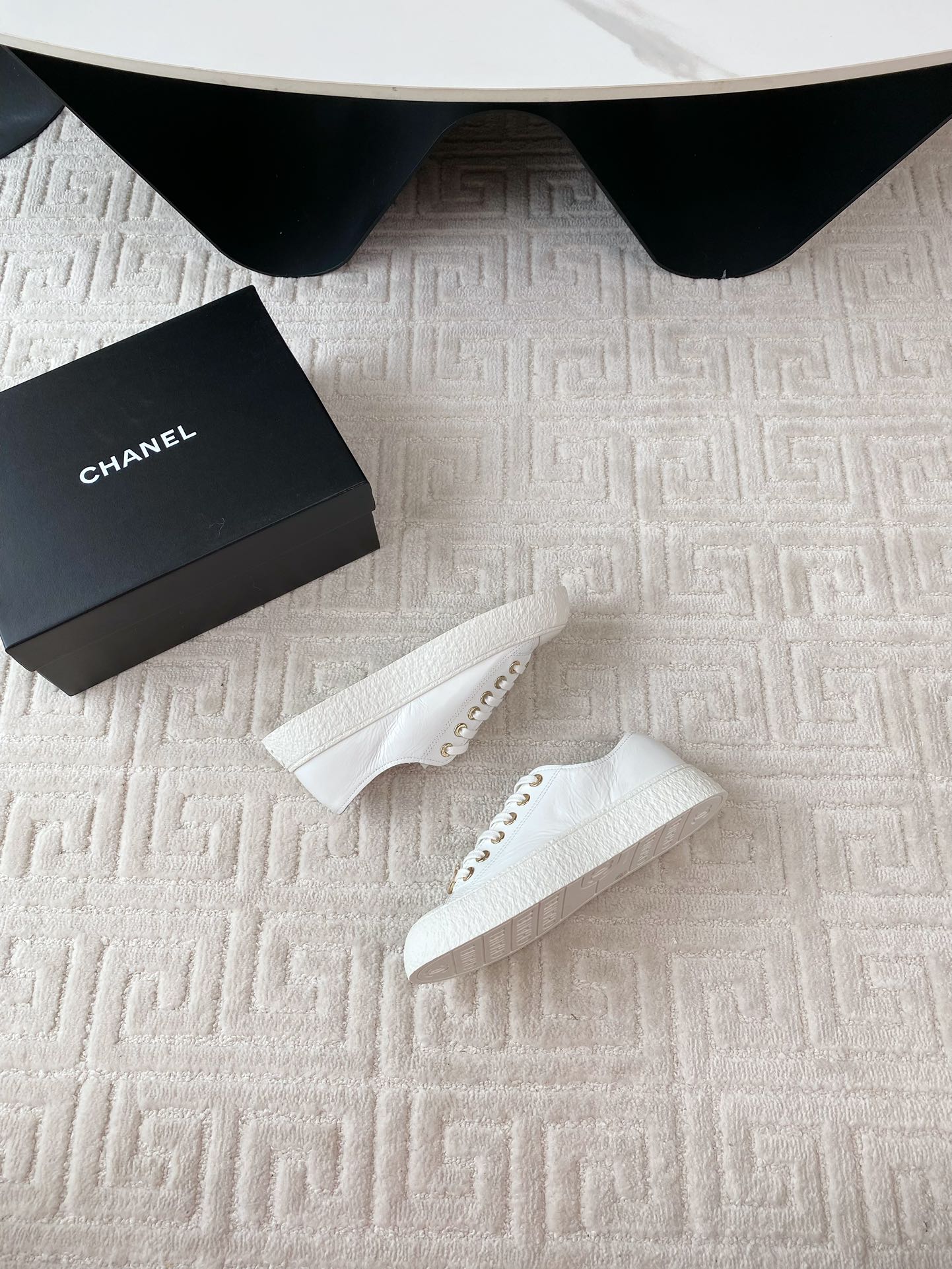 CC Low Sneaker 35mm White Wrinkled Cowhide