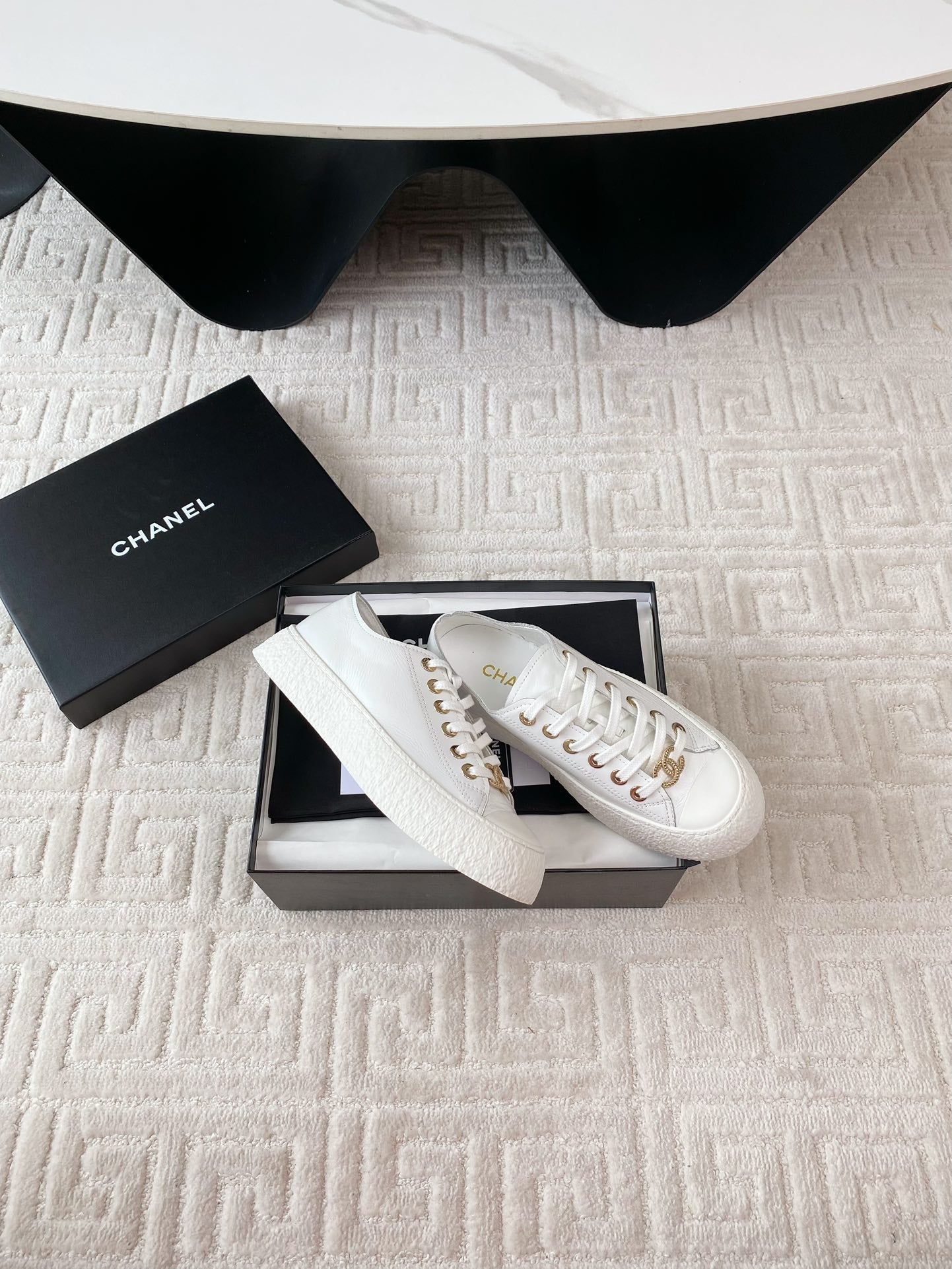 CC Low Sneaker 35mm White Wrinkled Cowhide