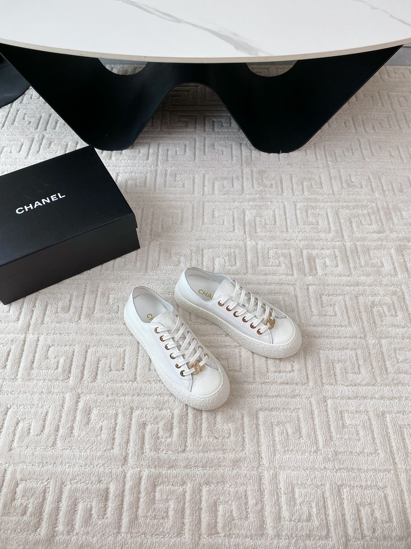 CC Low Sneaker 35mm White Wrinkled Cowhide