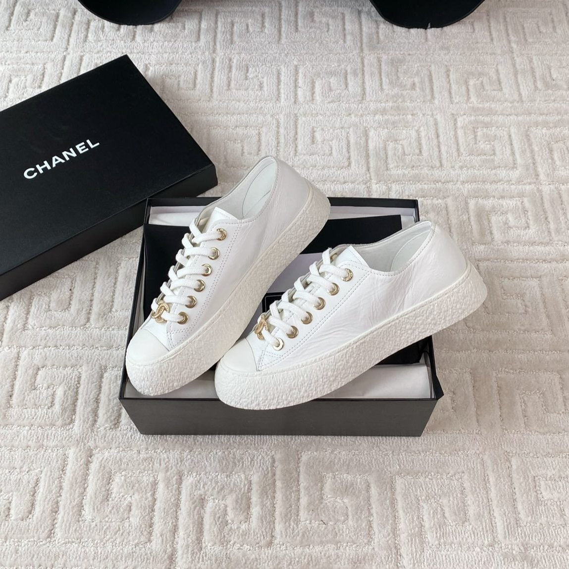 CC Low Sneaker 35mm White Wrinkled Cowhide