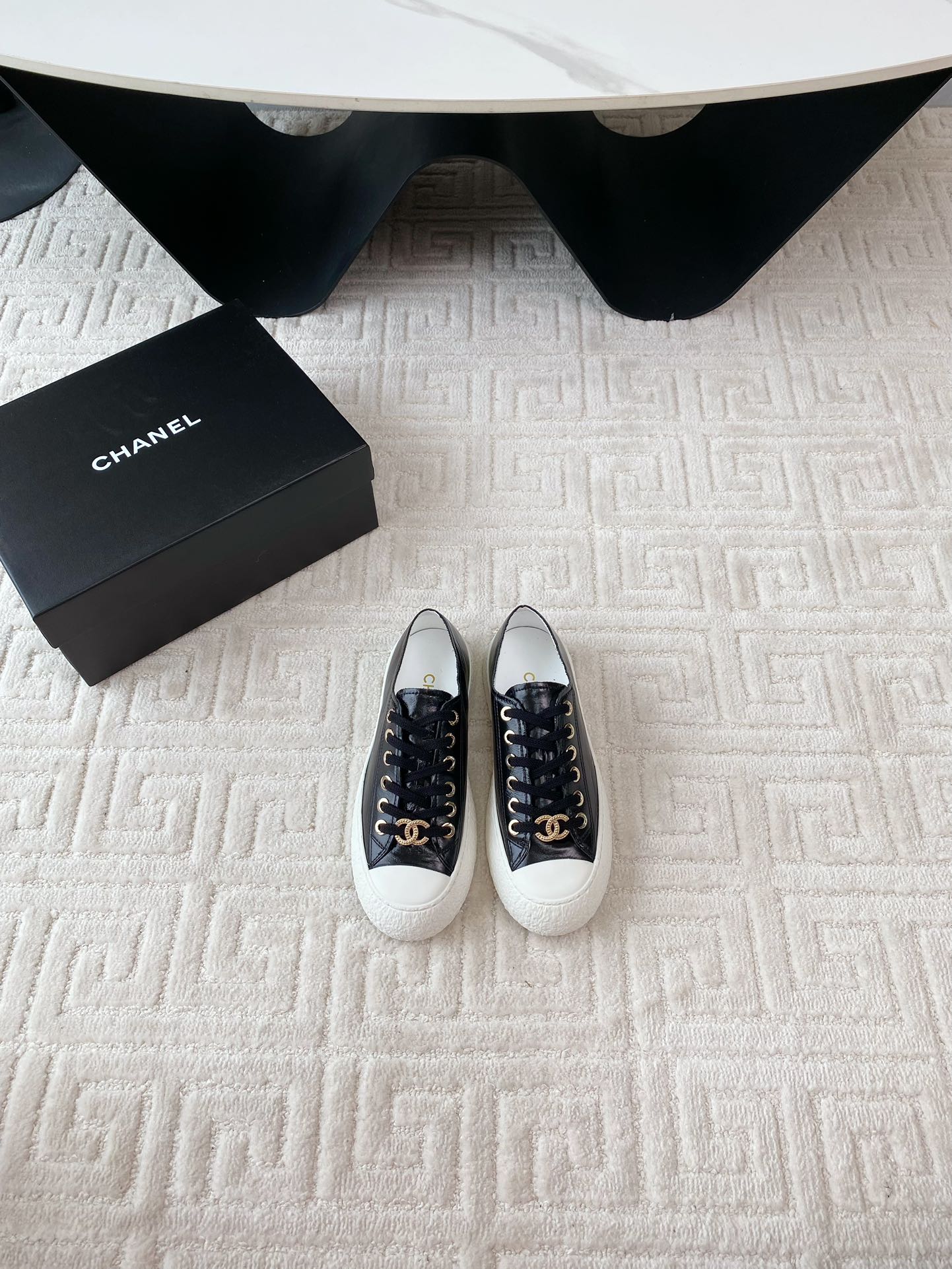 CC Low Sneaker 35mm Black Wrinkled Cowhide