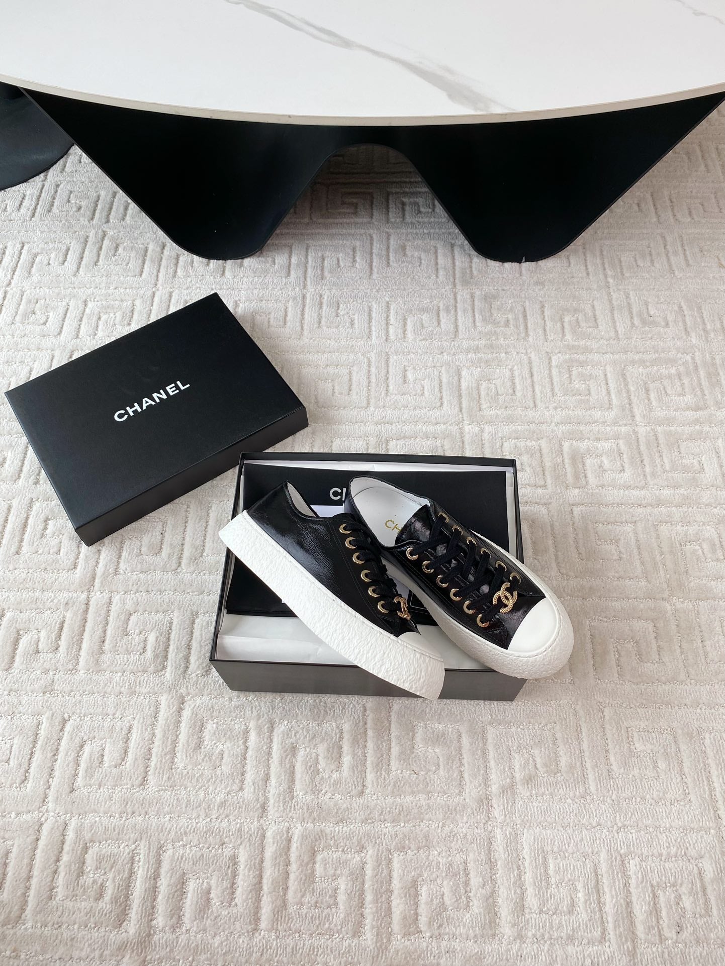 CC Low Sneaker 35mm Black Wrinkled Cowhide