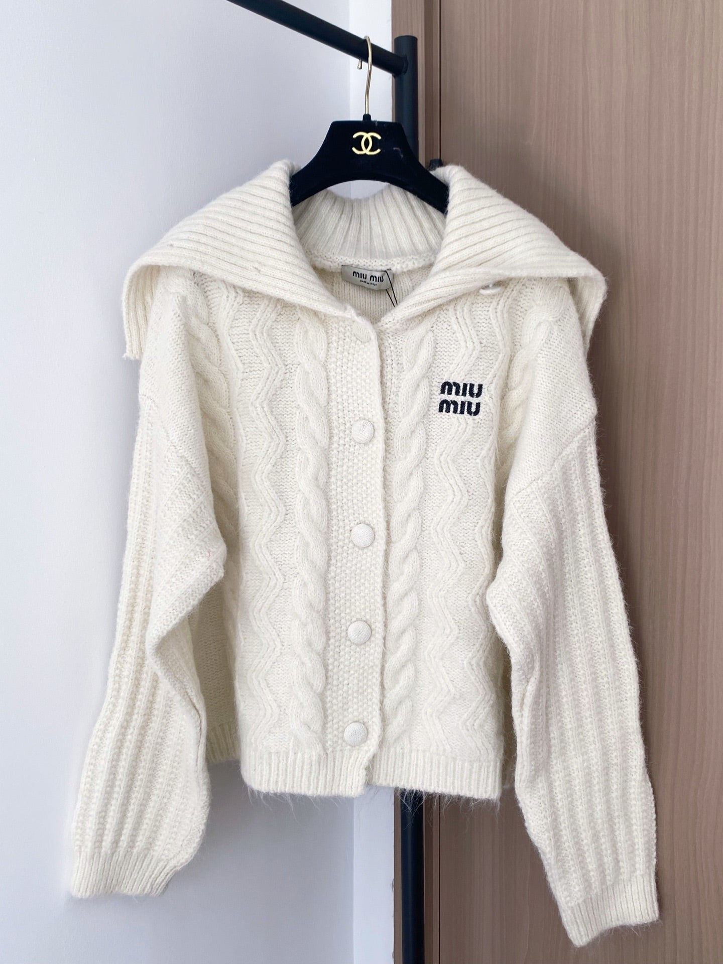 Miumiu 2025  Cardigan White Wool Polyester