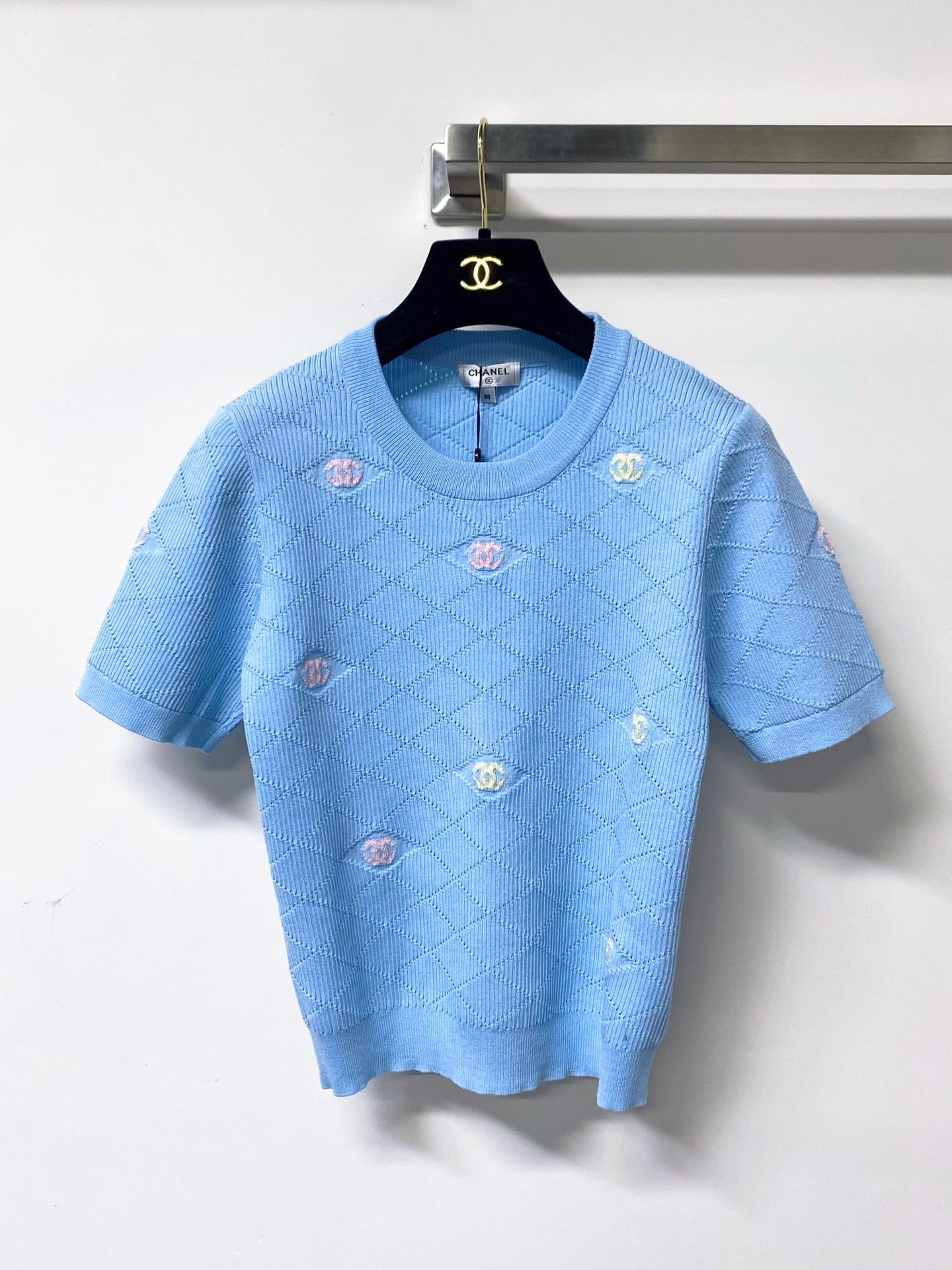Chanel 2026 Short-Sleeve Shirt White Logo Wool 310325