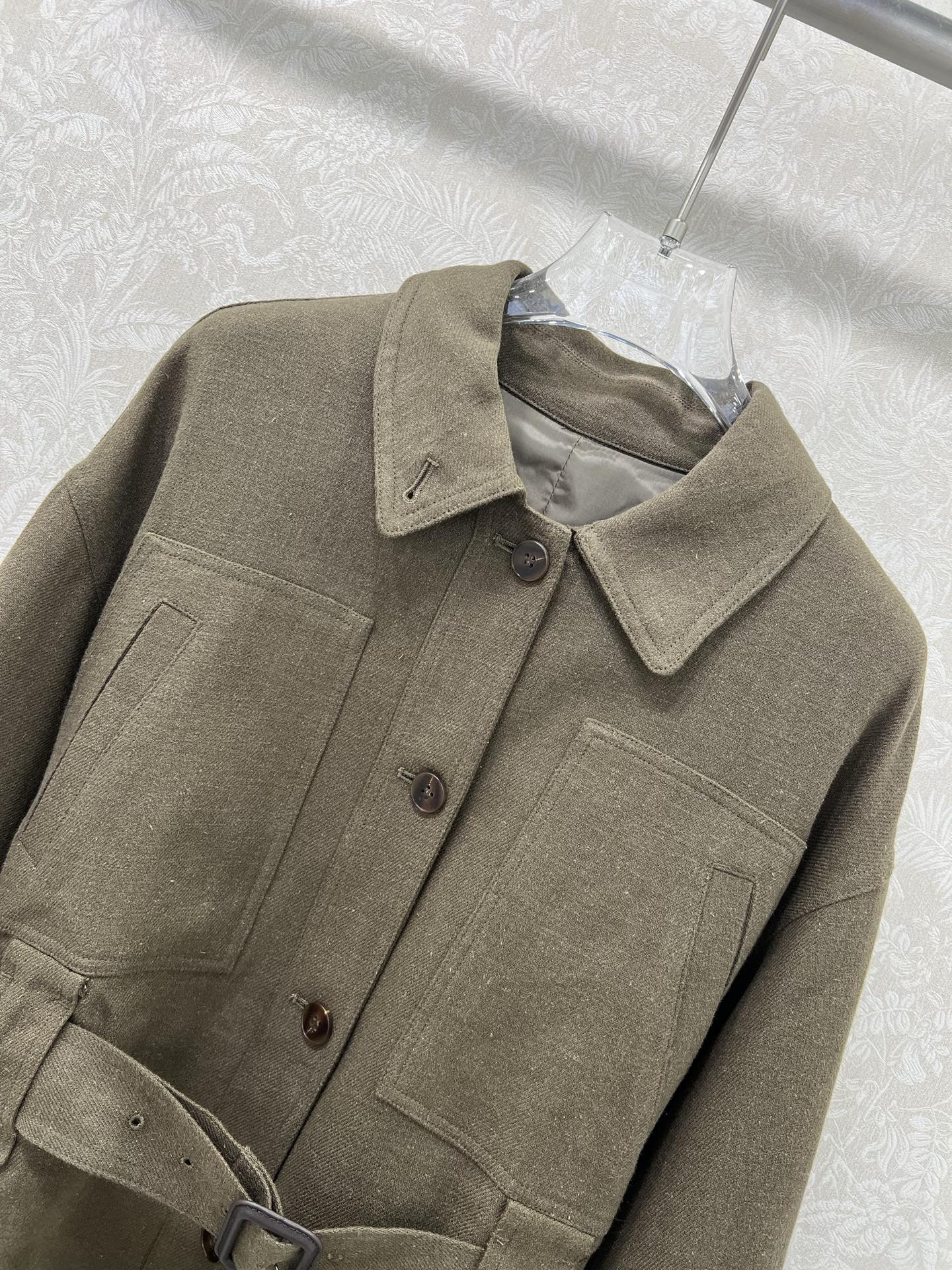 LP 25 Jacket With Belt Khaki Linen Wool 309236