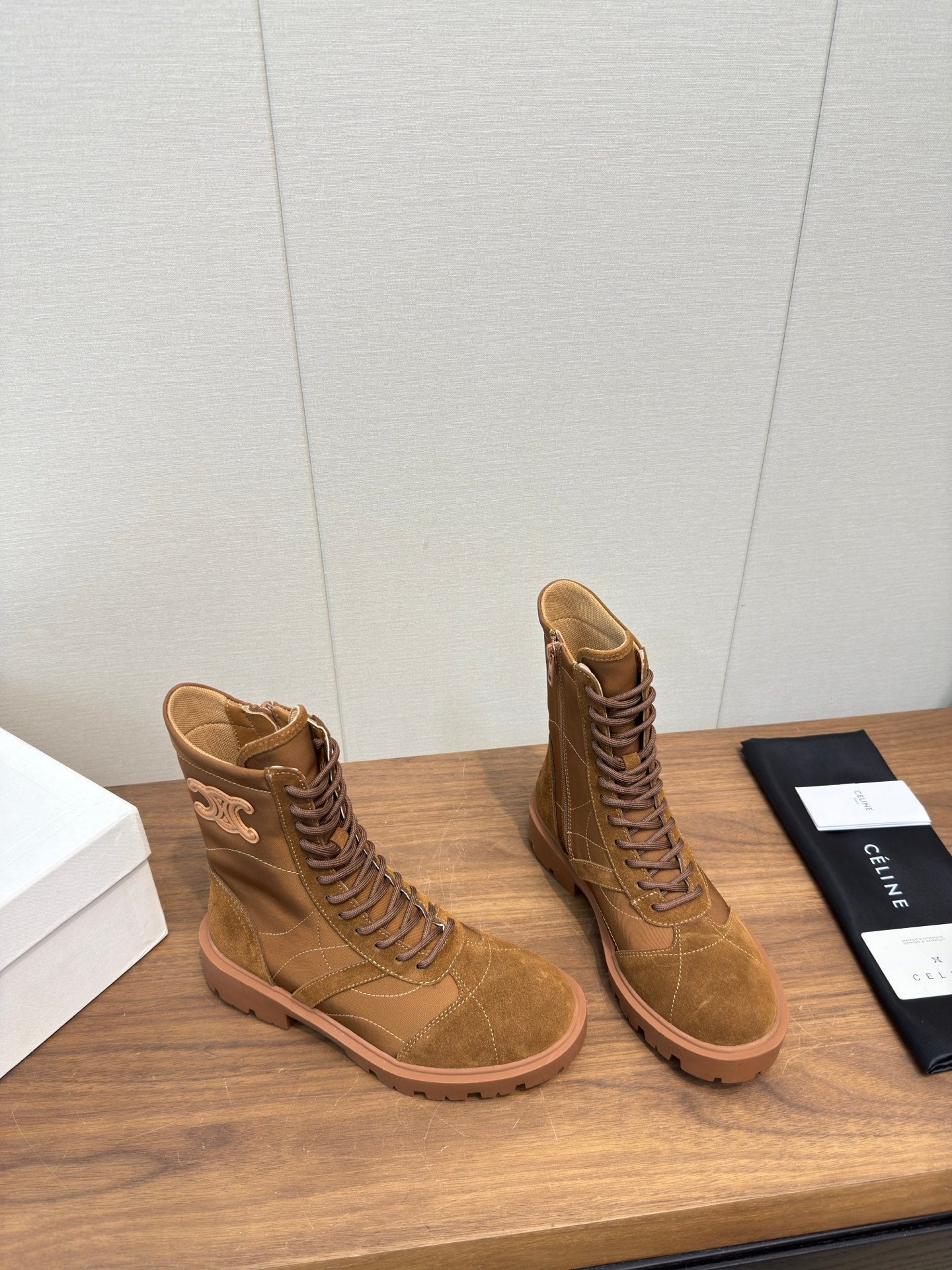 Celine 25 Boot Brown Suede Leather 552394