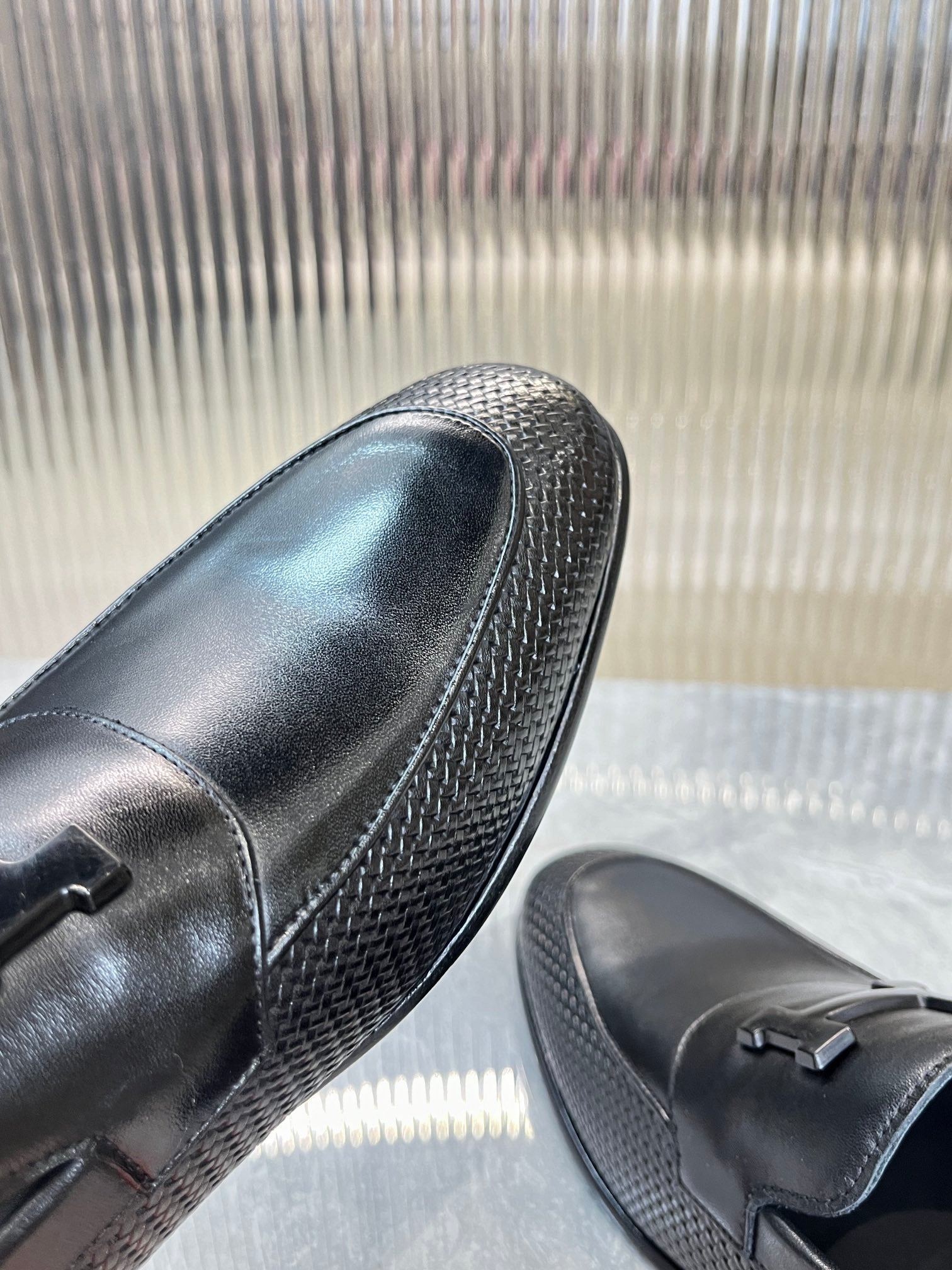 HM BLACK H-BUCKLE LOAFER BLACK CALFSKIN