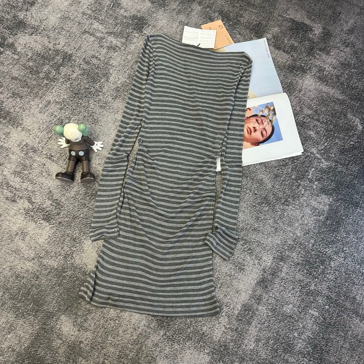 Miumiu 2026 Striped Dress Gray Cotton 420106