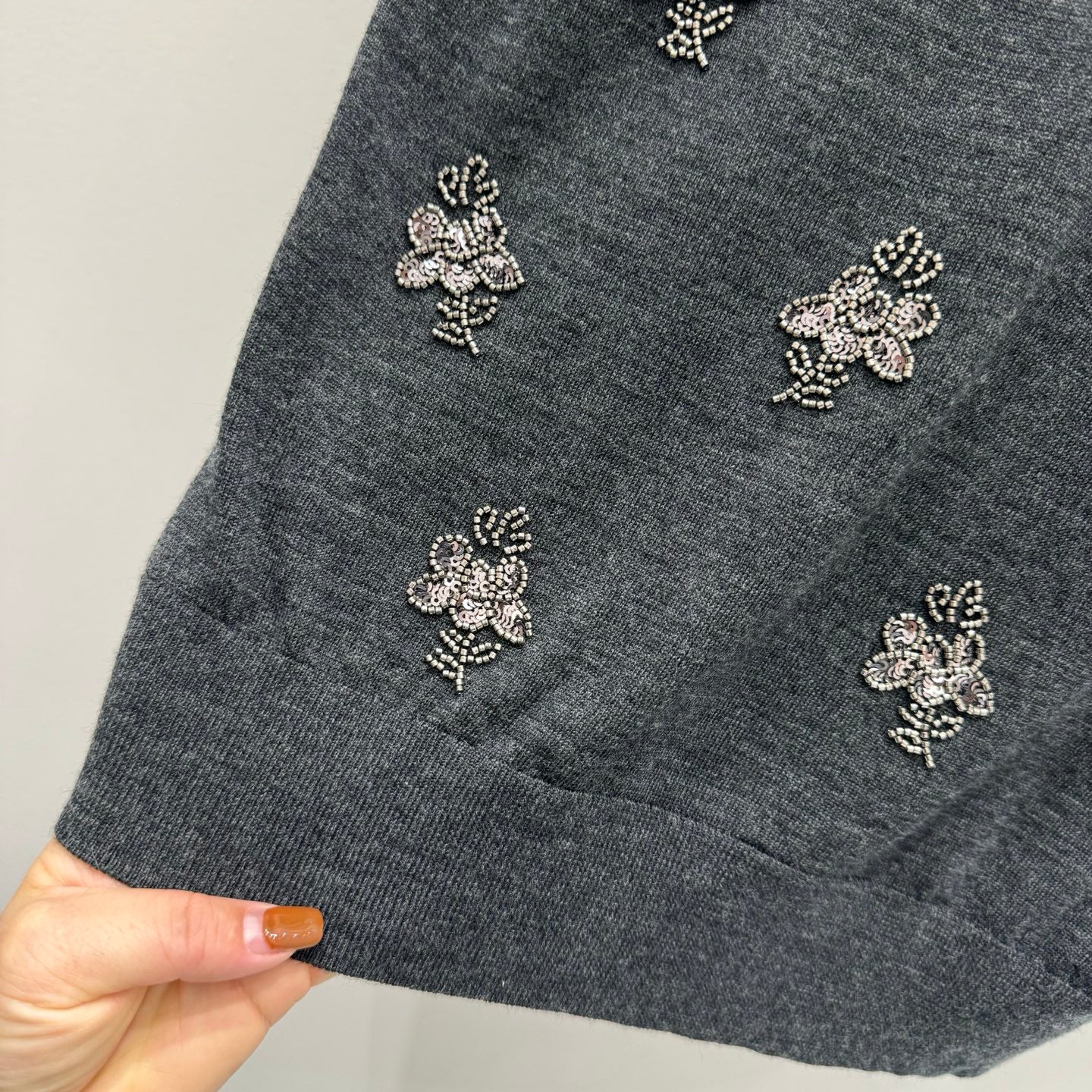 Fendi Wool Cropped sweater with crystal embroidery 229410