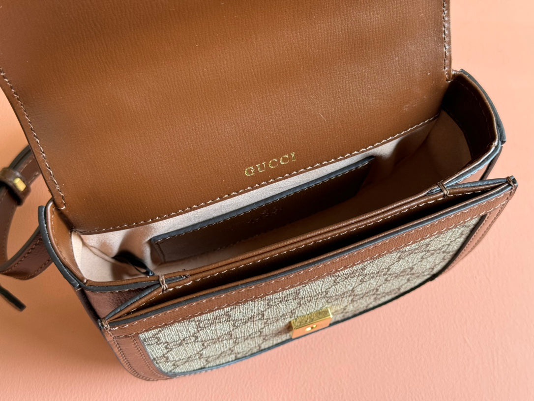 Gucci Horsebit Bag Ebony Mix Brown Leather 239810