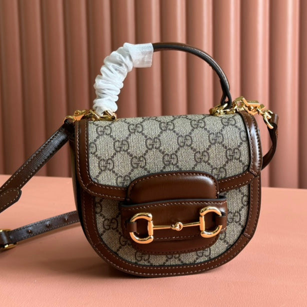 Gucci Horsebit Bag Ebony Mix Brown Leather 239810