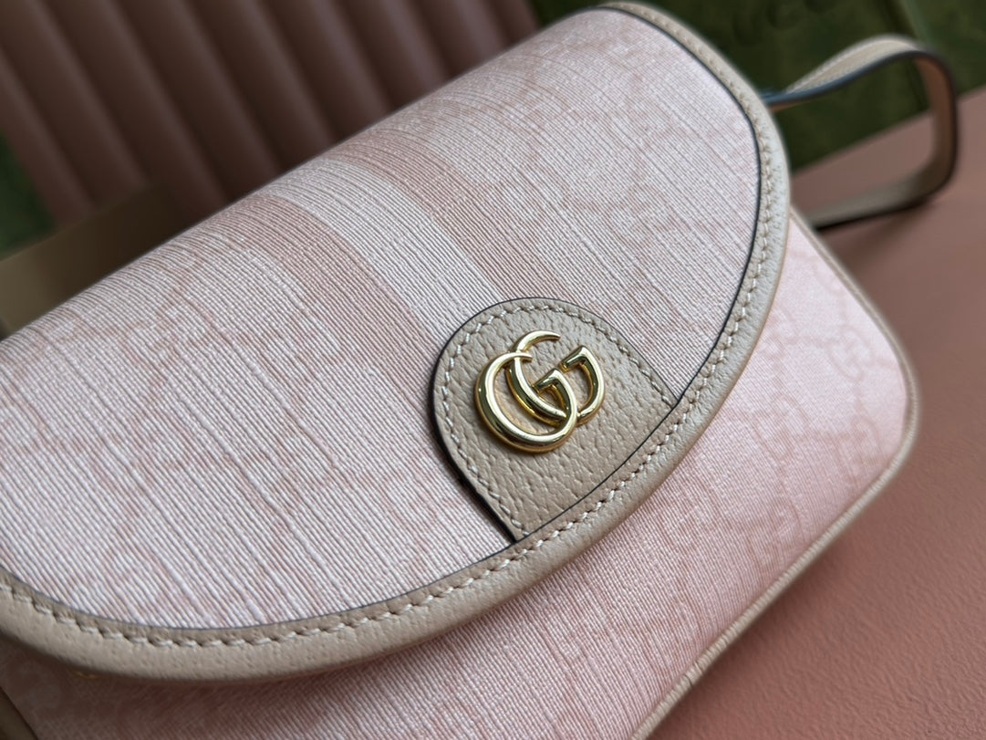 Gucci Ophidia 19cm Bag Pink Canvas 239919
