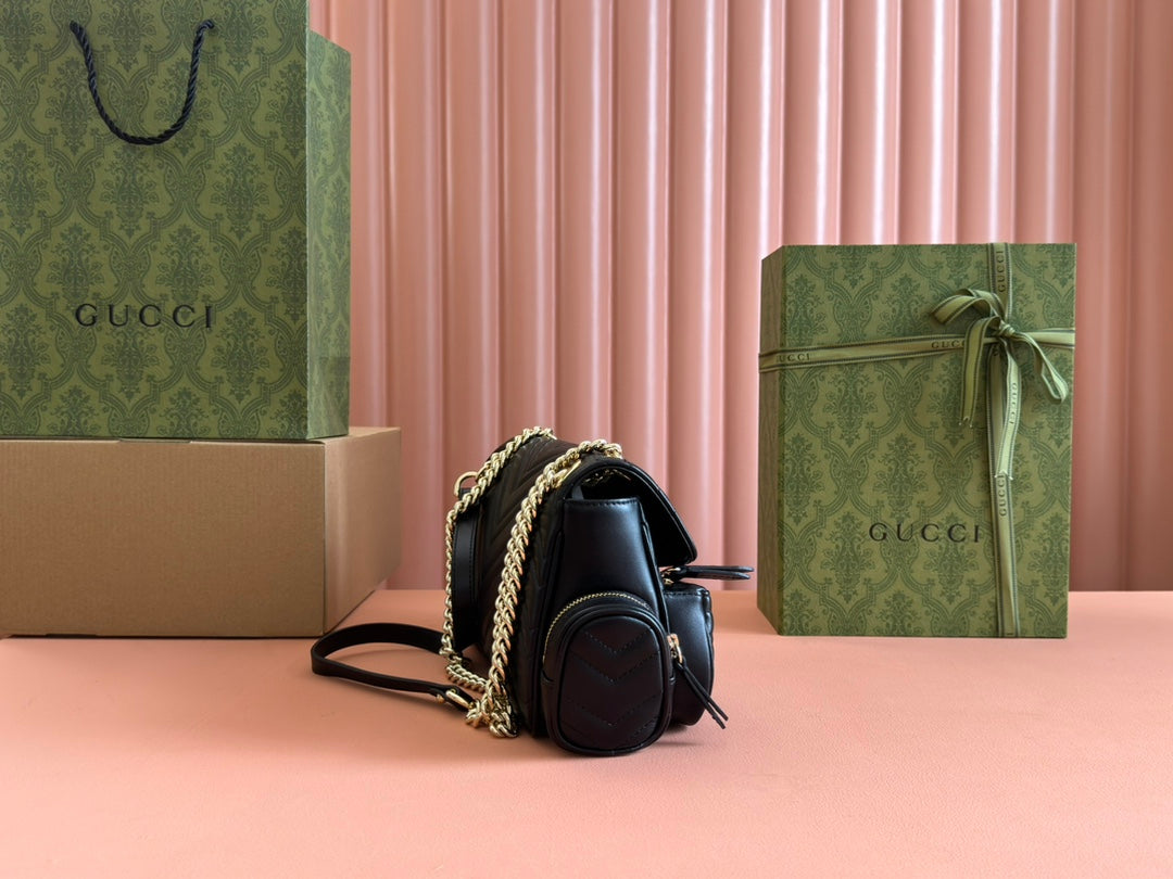 Gucci Marmont Bag  Black Leather 244247