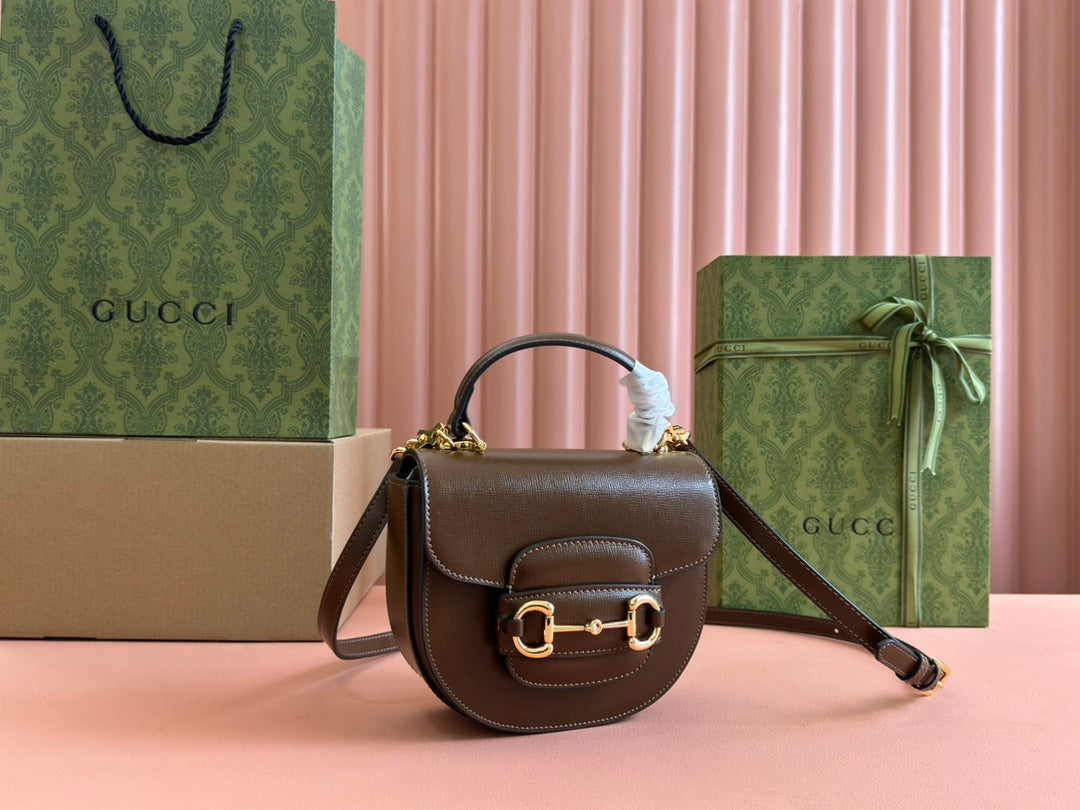Gucci Horsebit Bag Brown Leather 239817