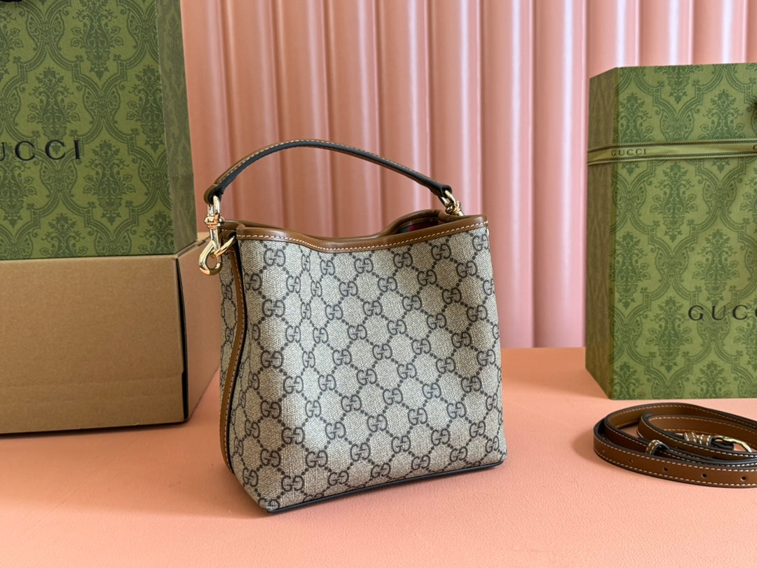 Gucci Ophidia 20.5cm Bag Ebony Brown Canvas 248565