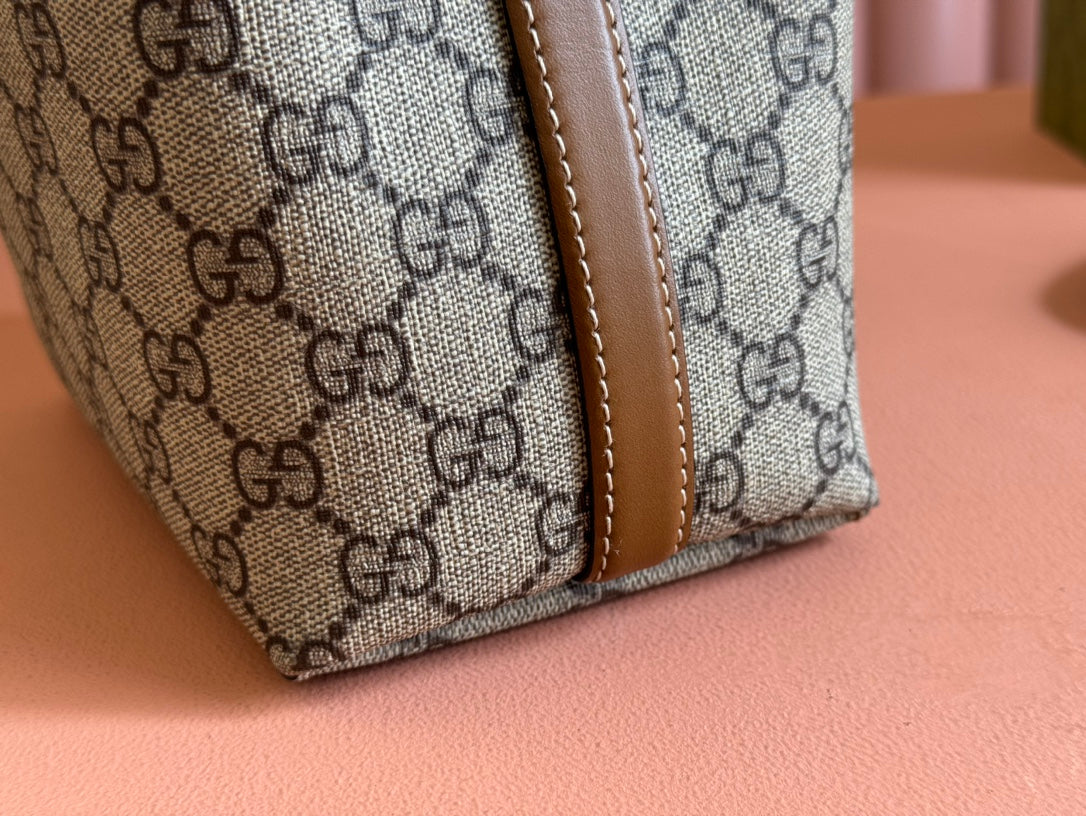 Gucci Ophidia 20.5cm Bag Ebony Brown Canvas 248565