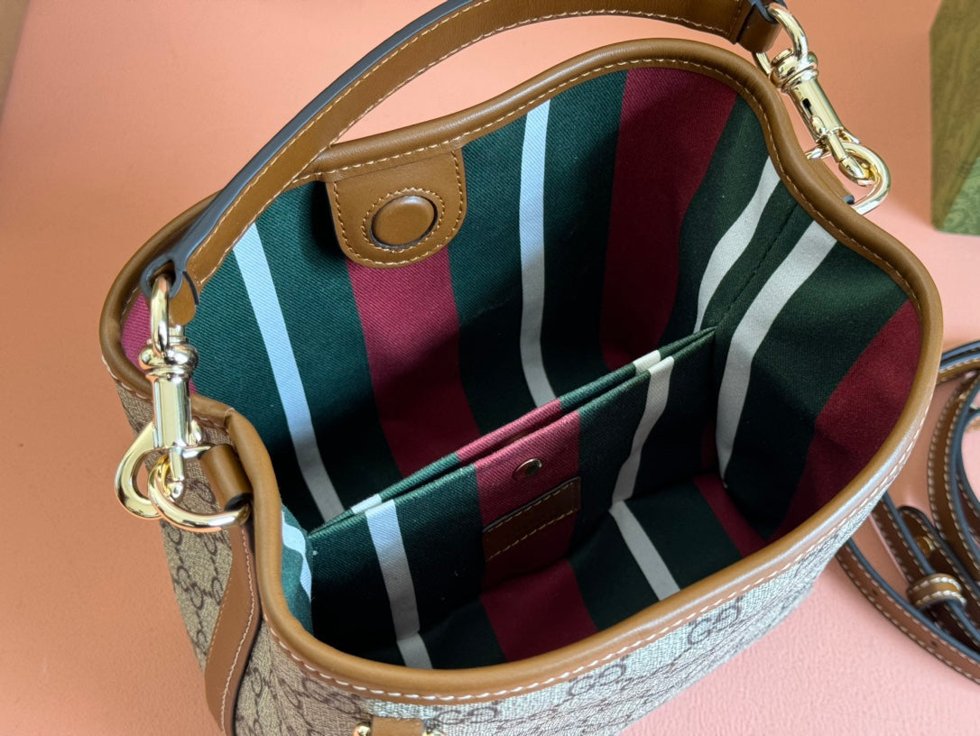 Gucci Ophidia 20.5cm Bag Ebony Brown Canvas 248565