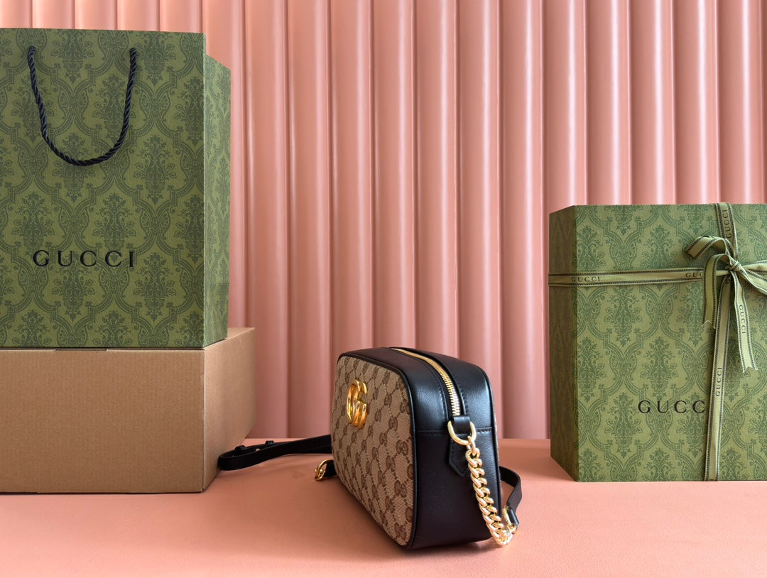 Gucci Marmont Bag 24 Beige mix Brown Canvas 240076