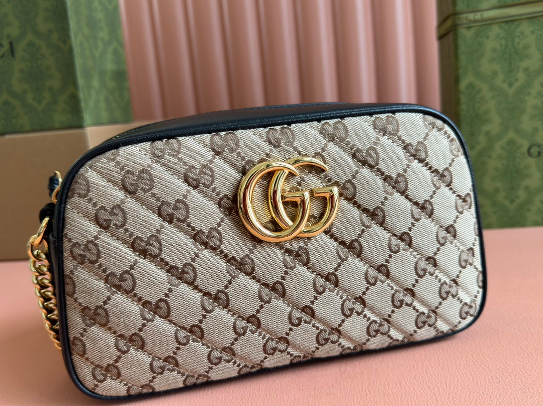 Gucci Marmont Bag 24 Beige mix Brown Canvas 240076