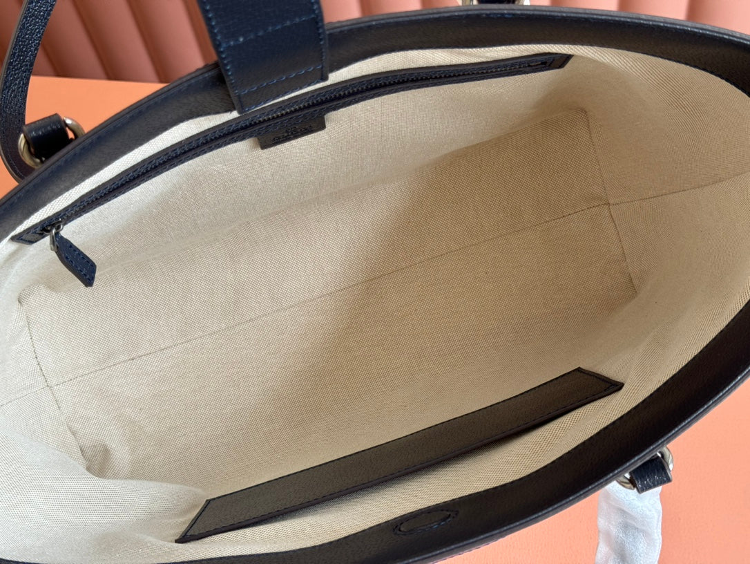 Gucci Ophidia 38cm Bag Ebony Black Leather Canvas 244456