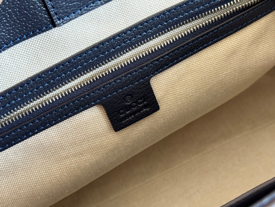 Gucci Ophidia 38cm Bag Ebony Black Leather Canvas 244456