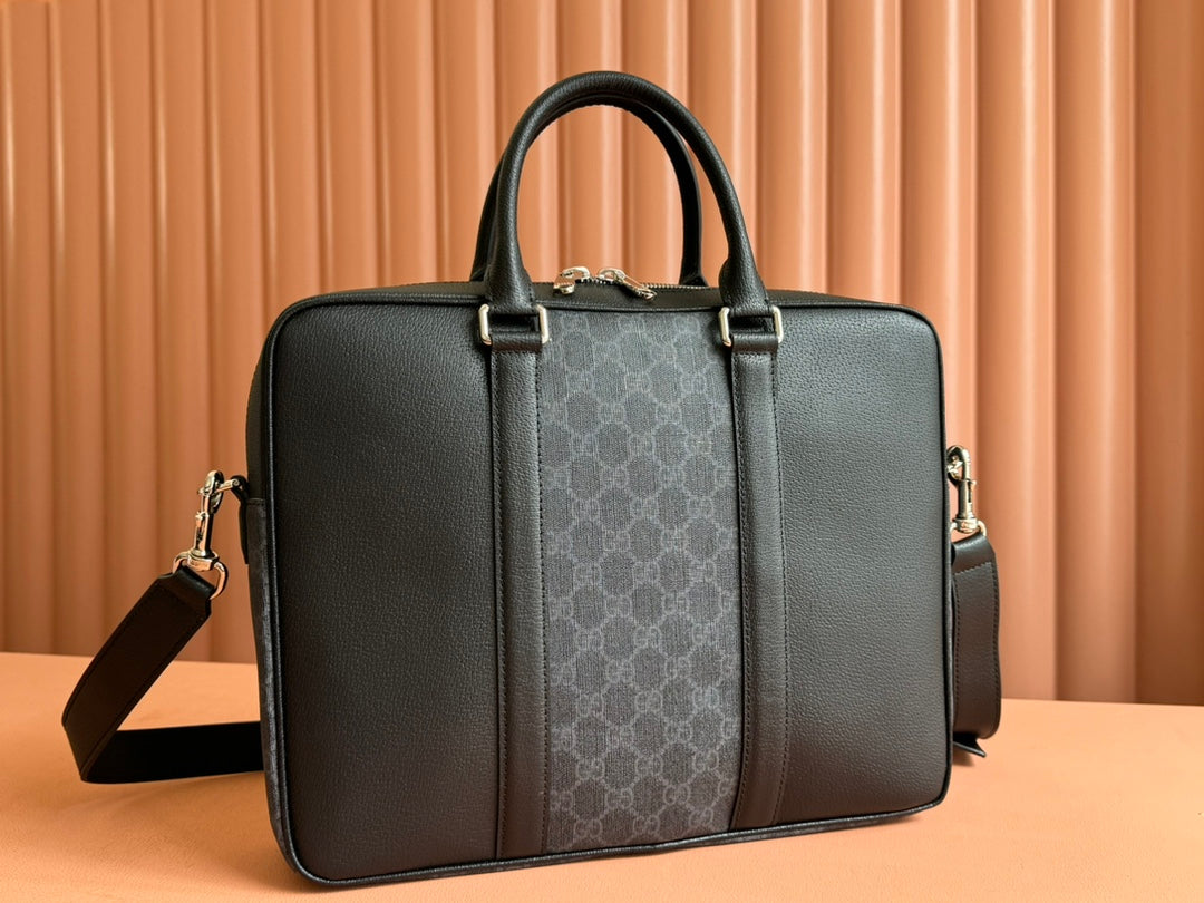 Gucci Briefcase 36.5cm Black Leather Canvas 239949