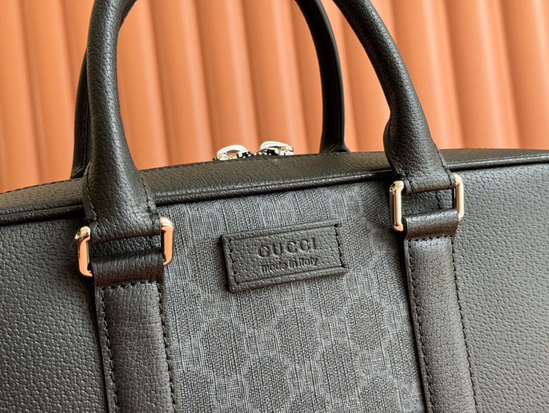 Gucci Briefcase 36.5cm Black Leather Canvas 239949