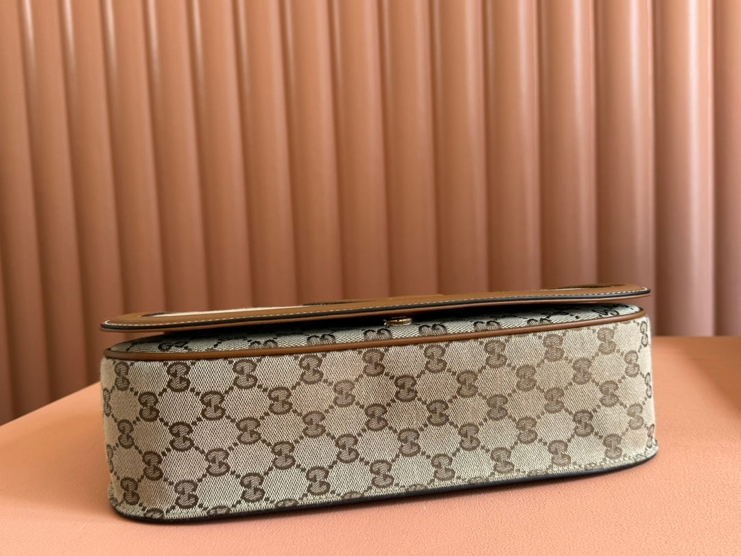 Gucci Blondie 32 Bag Brown Beige Leather Canvas 239899