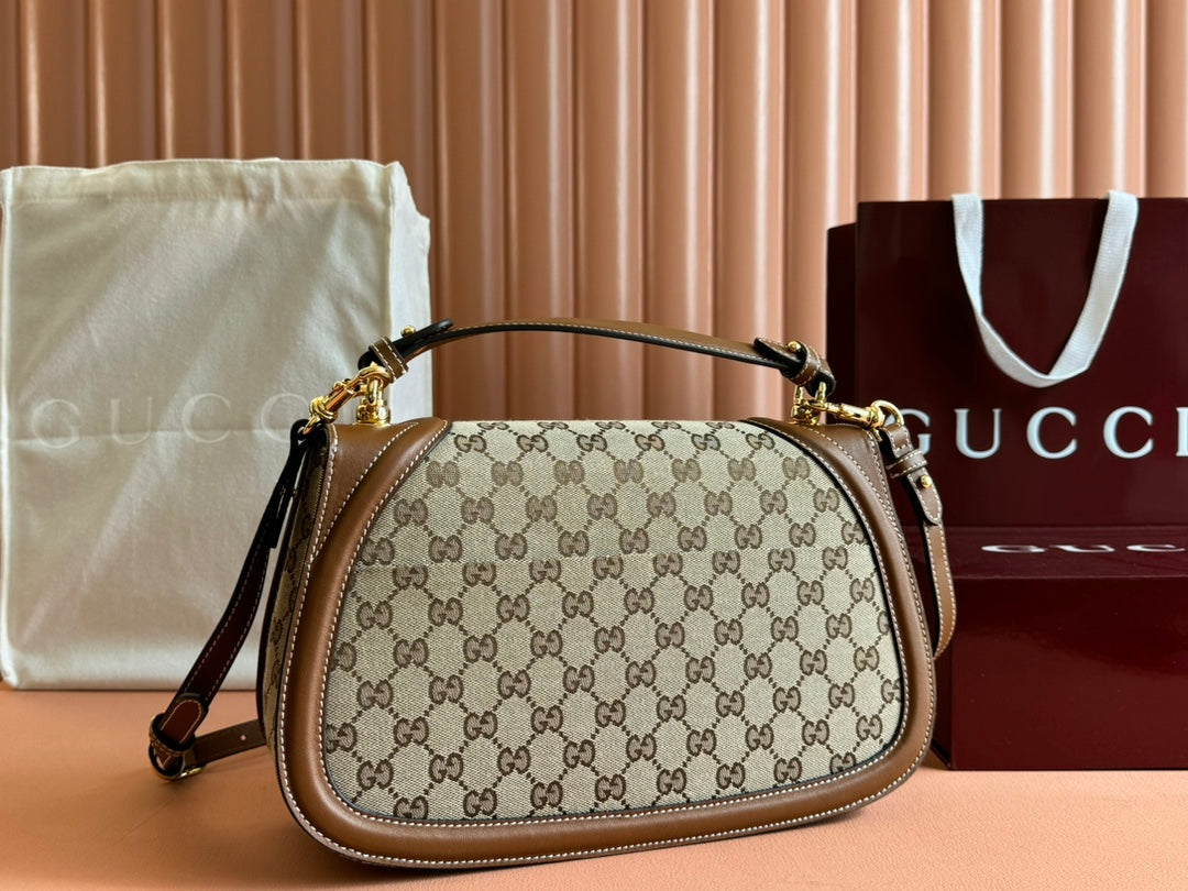 Gucci Blondie 32 Bag Brown Beige Leather Canvas 239899