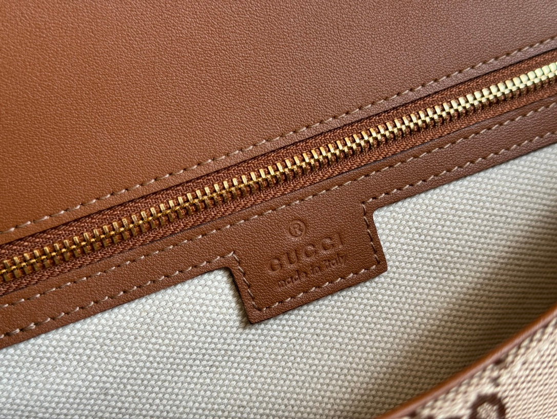 Gucci Blondie 32 Bag Brown Beige Leather Canvas 239899