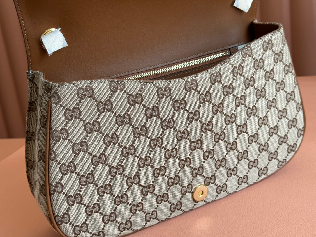 Gucci Blondie 32 Bag Brown Beige Leather Canvas 239899