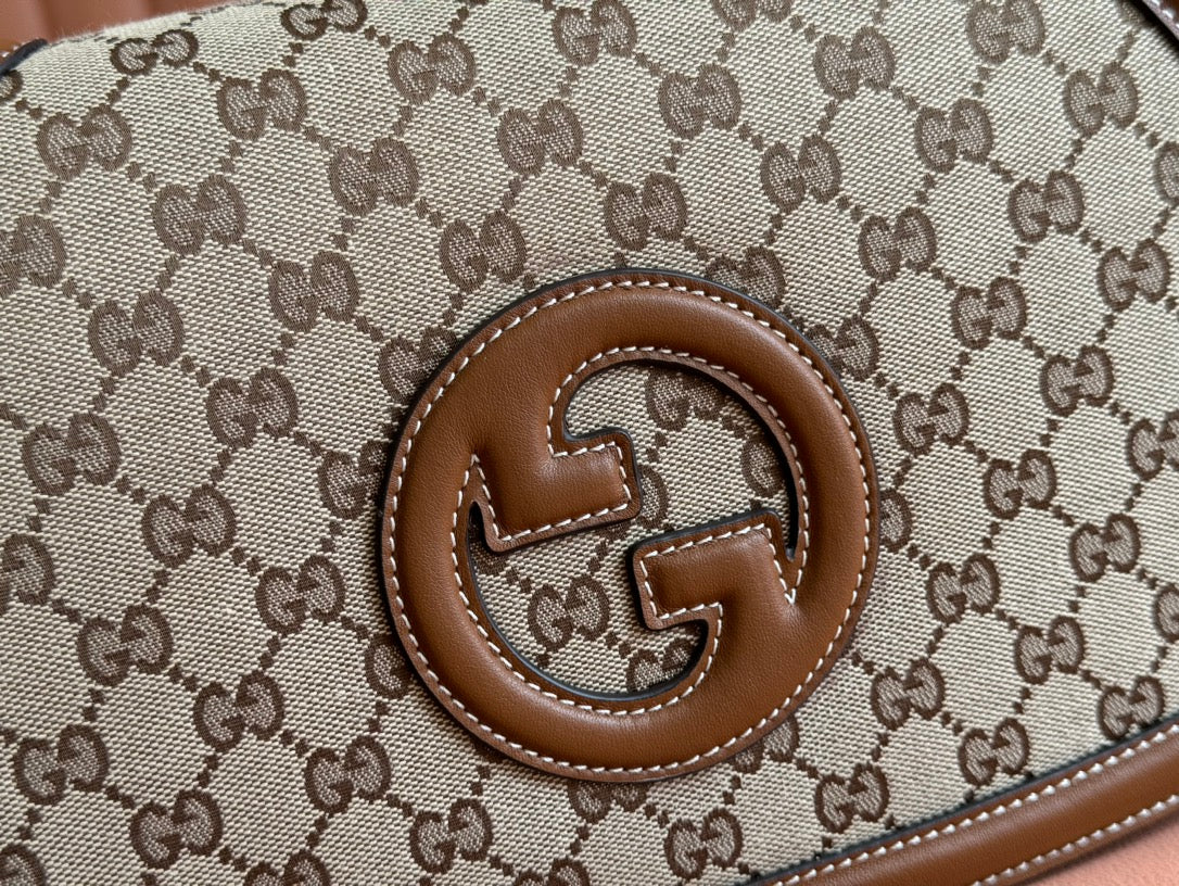 Gucci Blondie 32 Bag Brown Beige Leather Canvas 239899