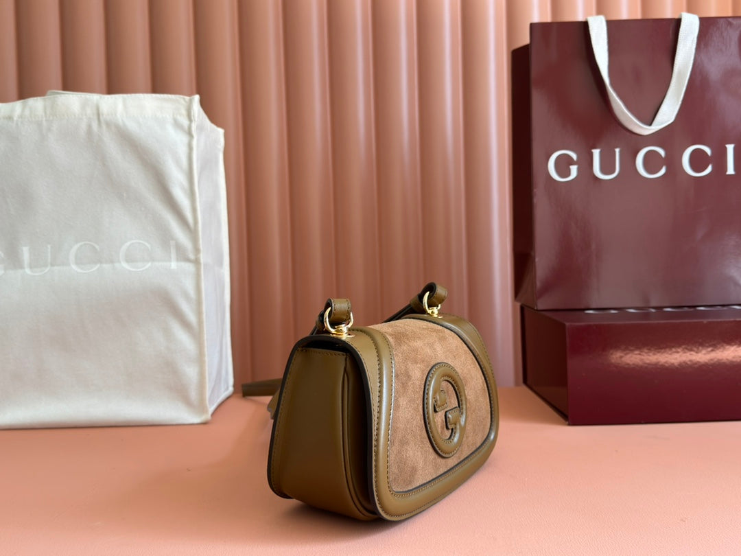 Gucci Blondie Small Shoulder Bag 26 Brown Suede Calfskin 272178