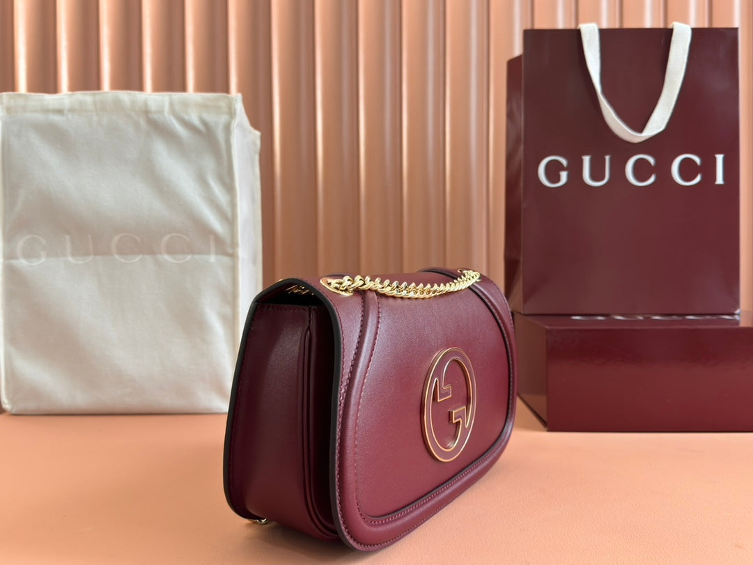 Gucci Blondie Small Shoulder Bag 26 Burgundy Calfskin 272180