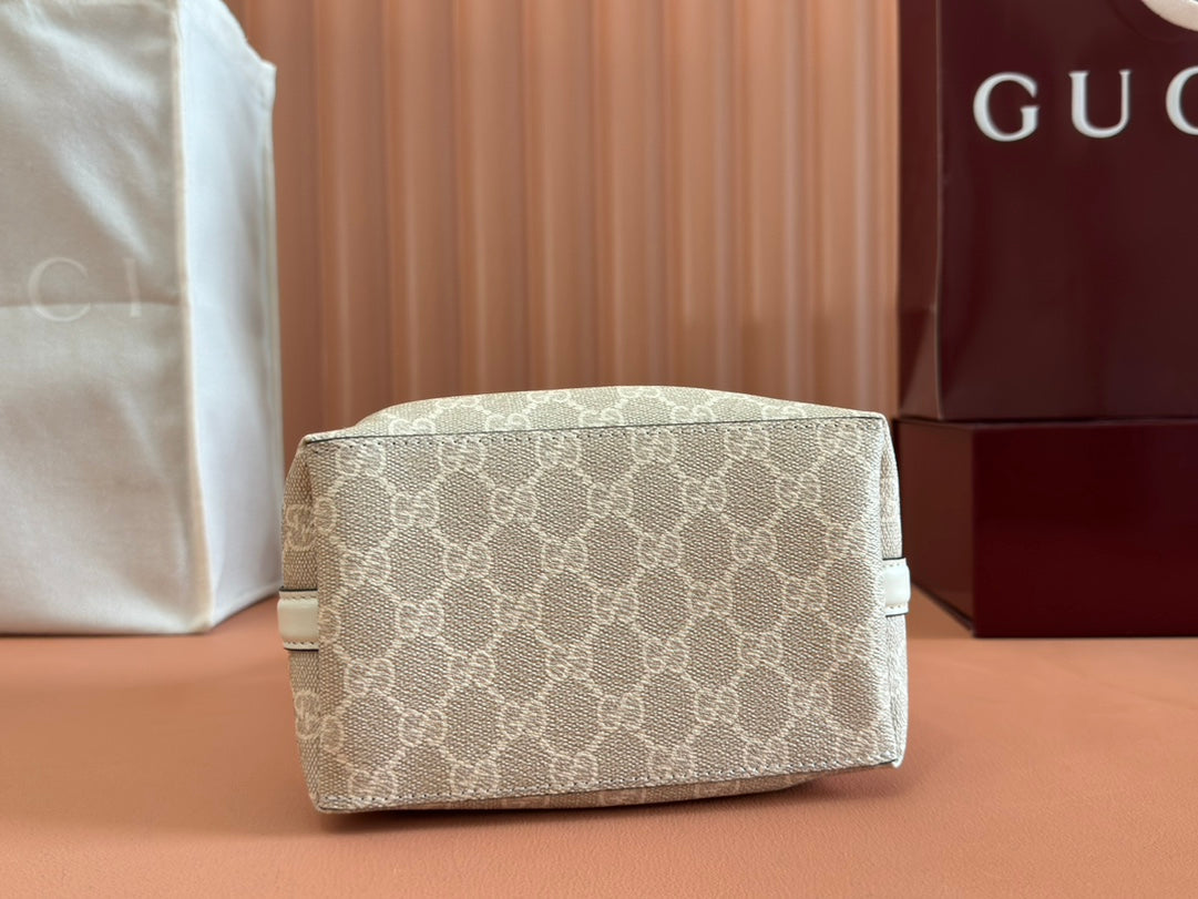 Gucci Ophidia 20.5cm Bag Beige White Canvas 239673