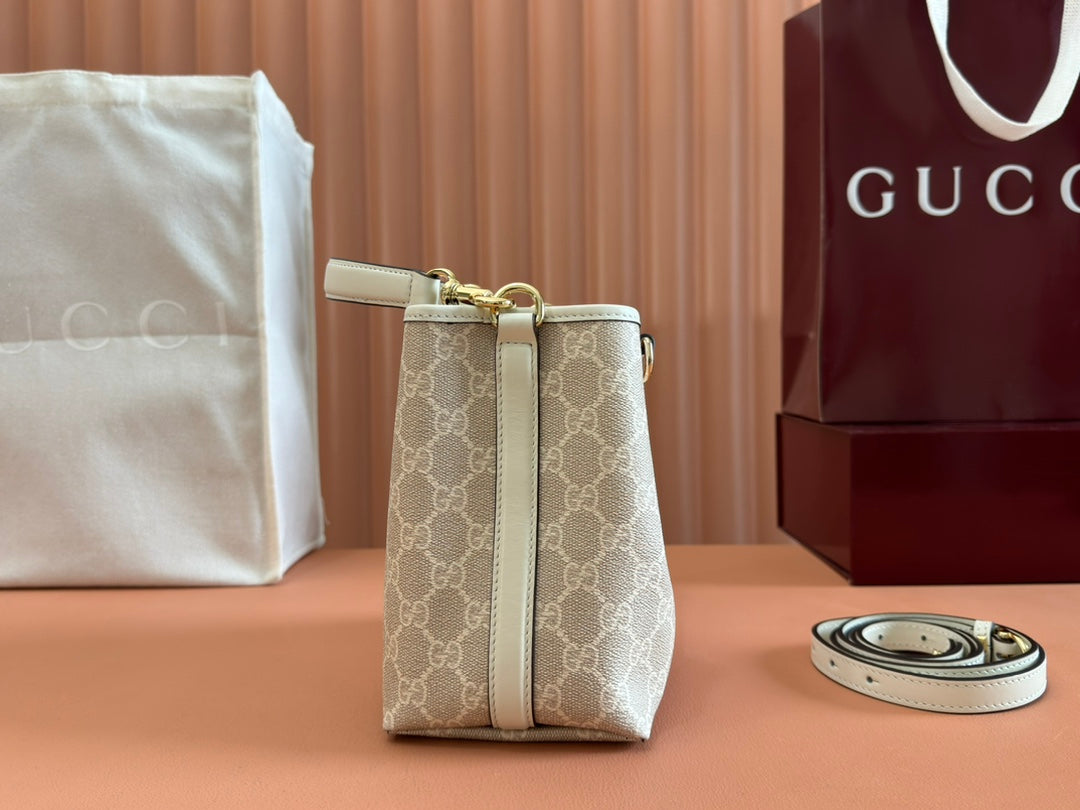 Gucci Ophidia 20.5cm Bag Beige White Canvas 239673