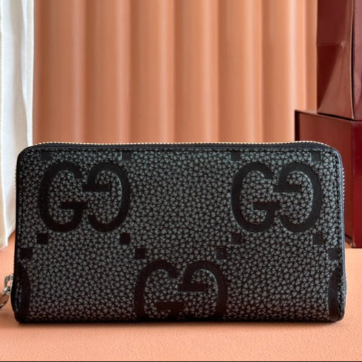 Gucci Long Wallet Grey mix Black Leather  248424