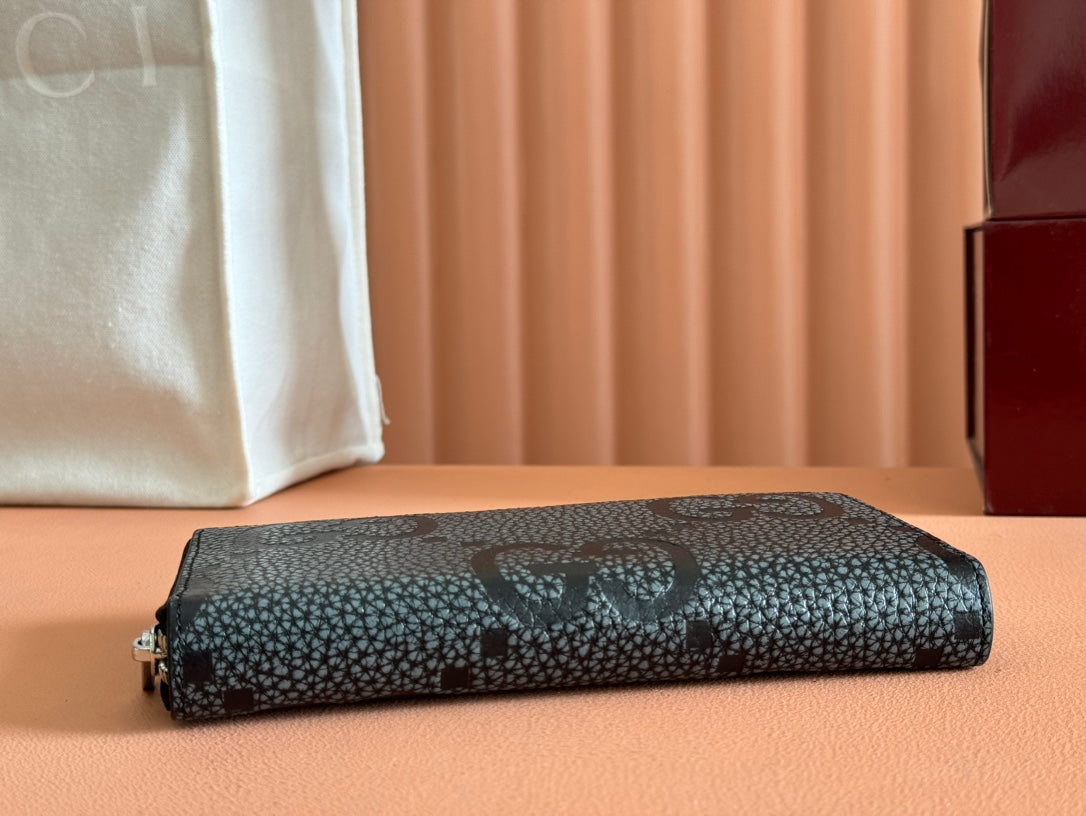 Gucci Long Wallet Grey mix Black Leather  248424