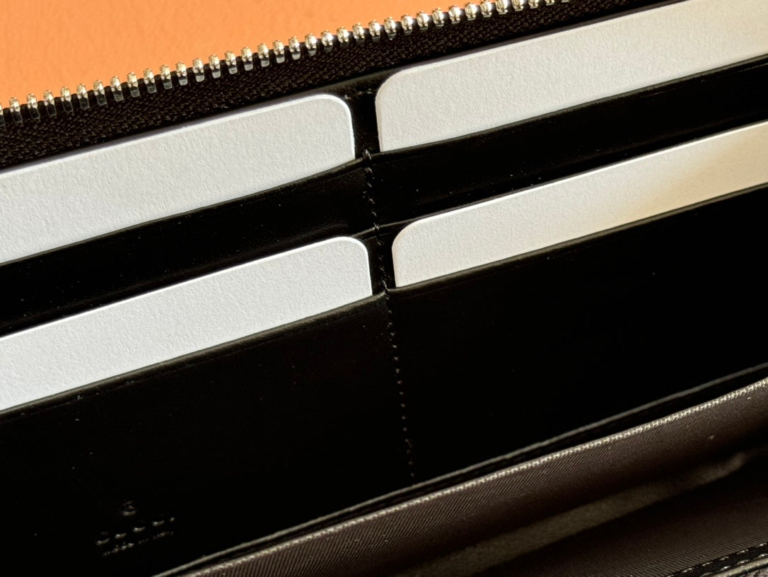 Gucci Long Wallet Grey mix Black Leather  248424