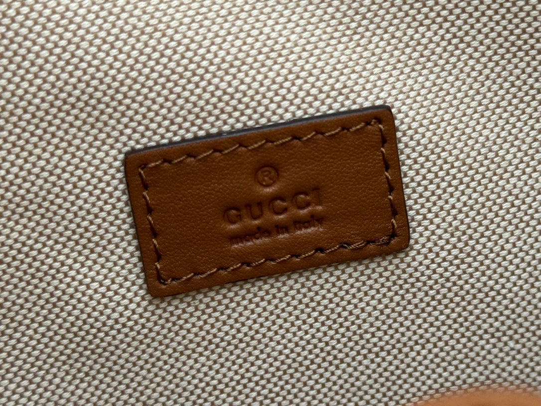 Gucci Body Double Lock Handbag Brown mix Beige Canvas Leather 244513