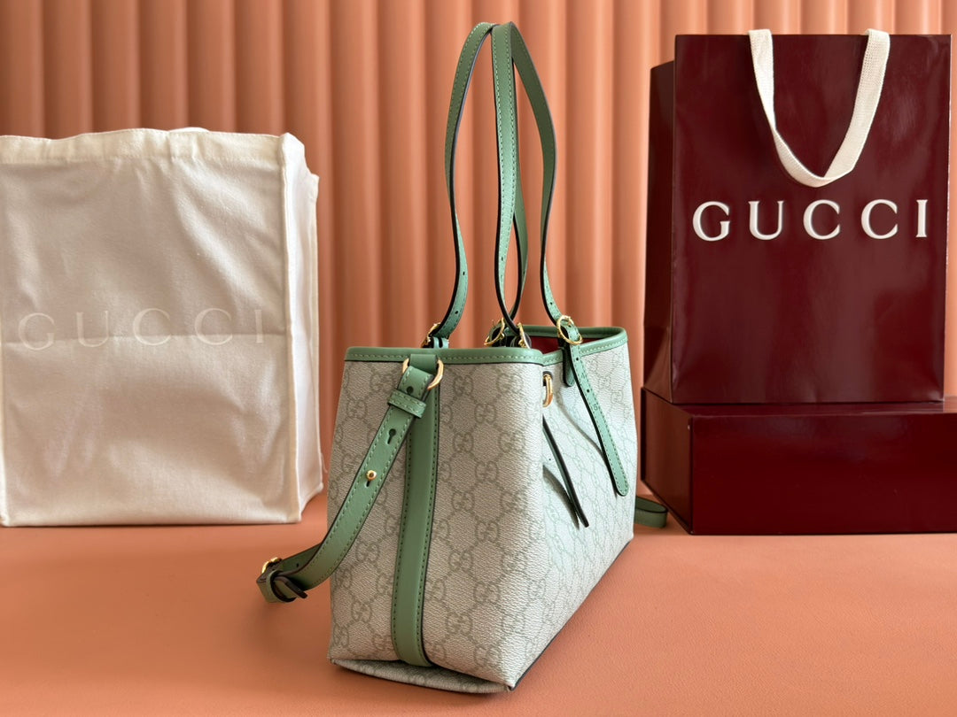 Gucci Ophidia 31cm Bag Green Canvas 244368
