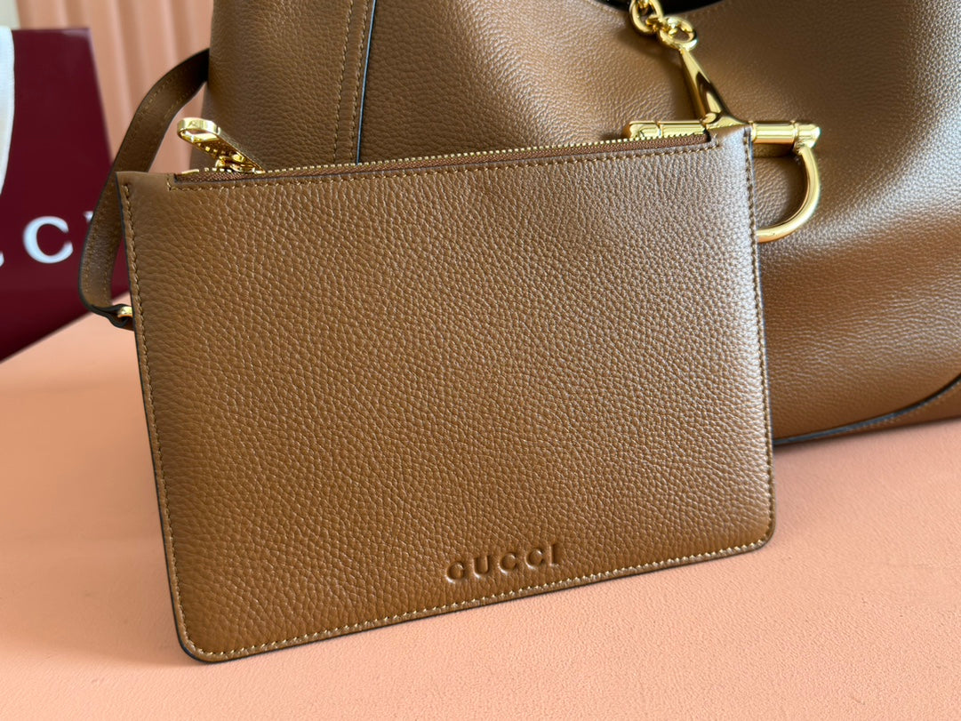 Gucci Softbit Shoulder Bag Brown Calfskin 248330