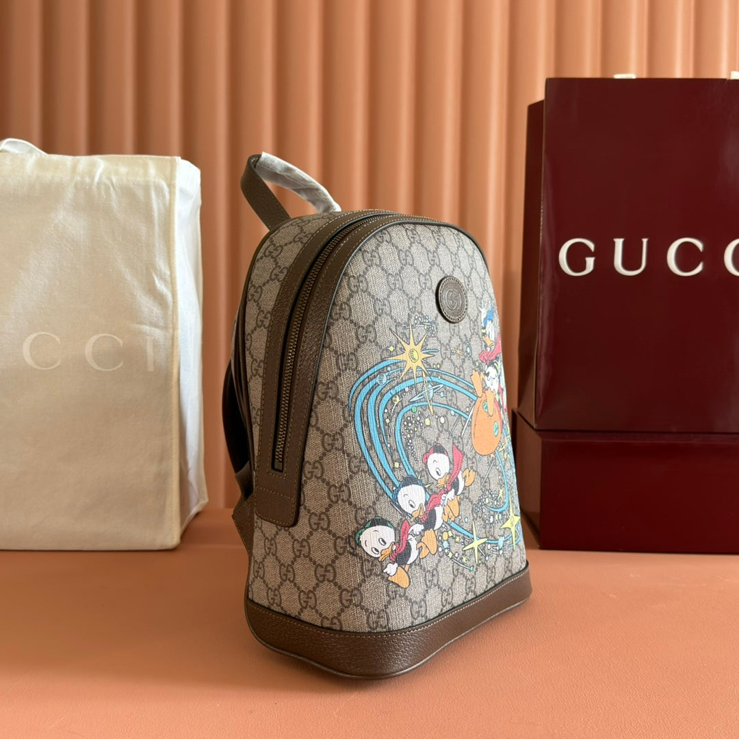 Gucci Donald Backpack Ebony Canvas Leather 255348