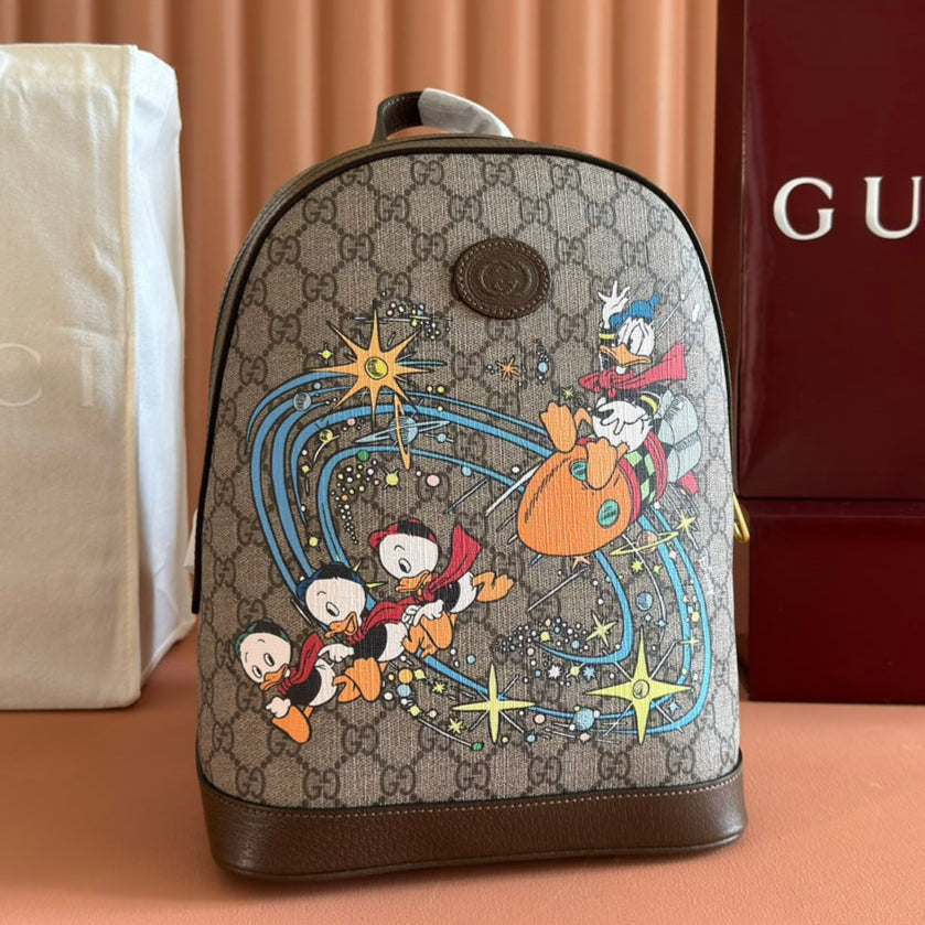 Gucci Donald Backpack Ebony Canvas Leather 255348