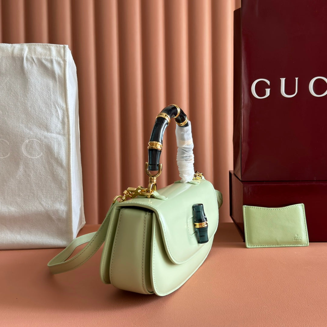Gucci Bamboo Diva Bag Mint Green Leather 255199