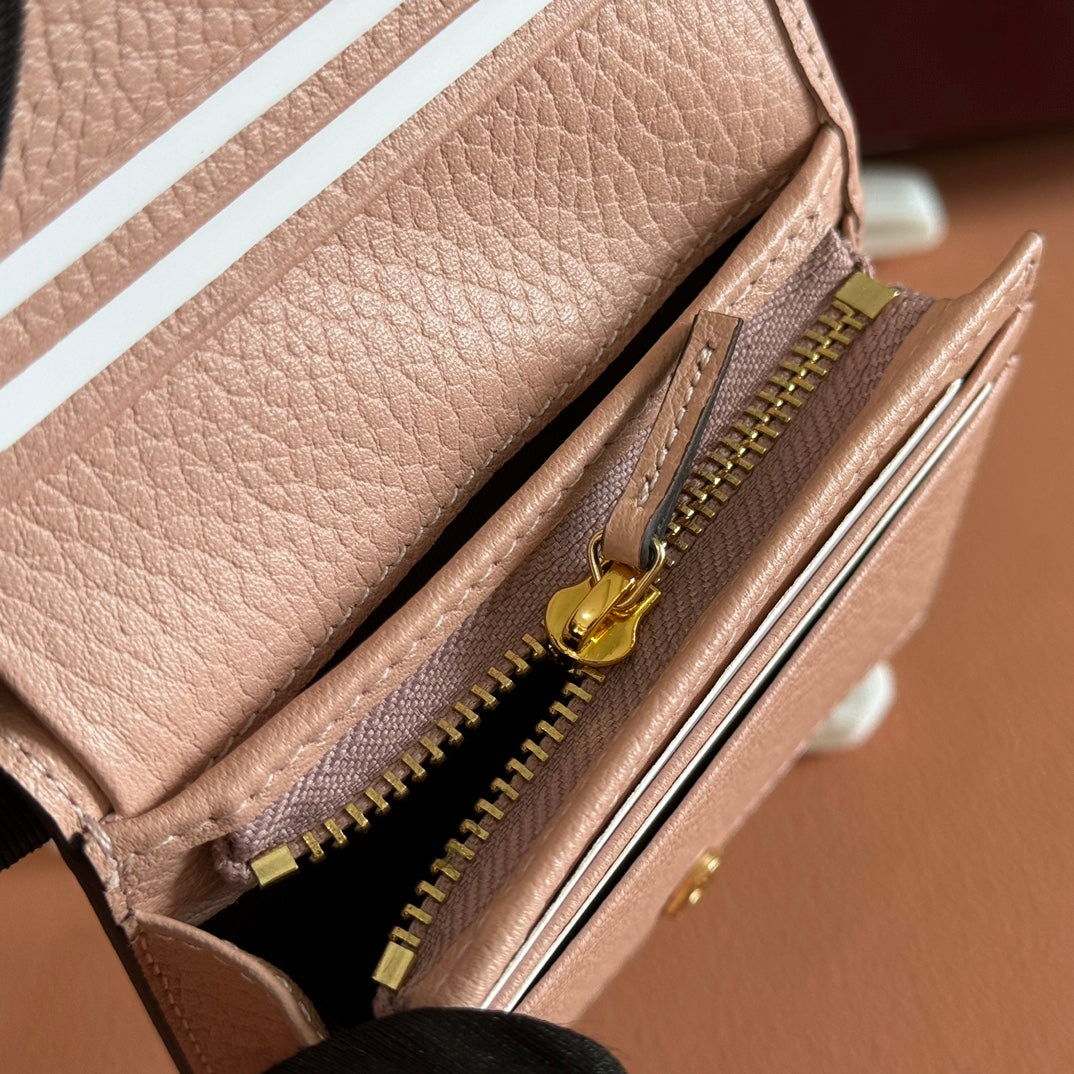 Gucci Marmont Wallet Beige mix Pink Canvas Leather 255233